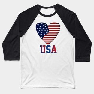 USA heart flag Baseball T-Shirt